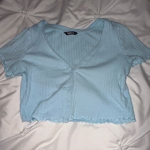 Shein XS Button Up Crop Tee